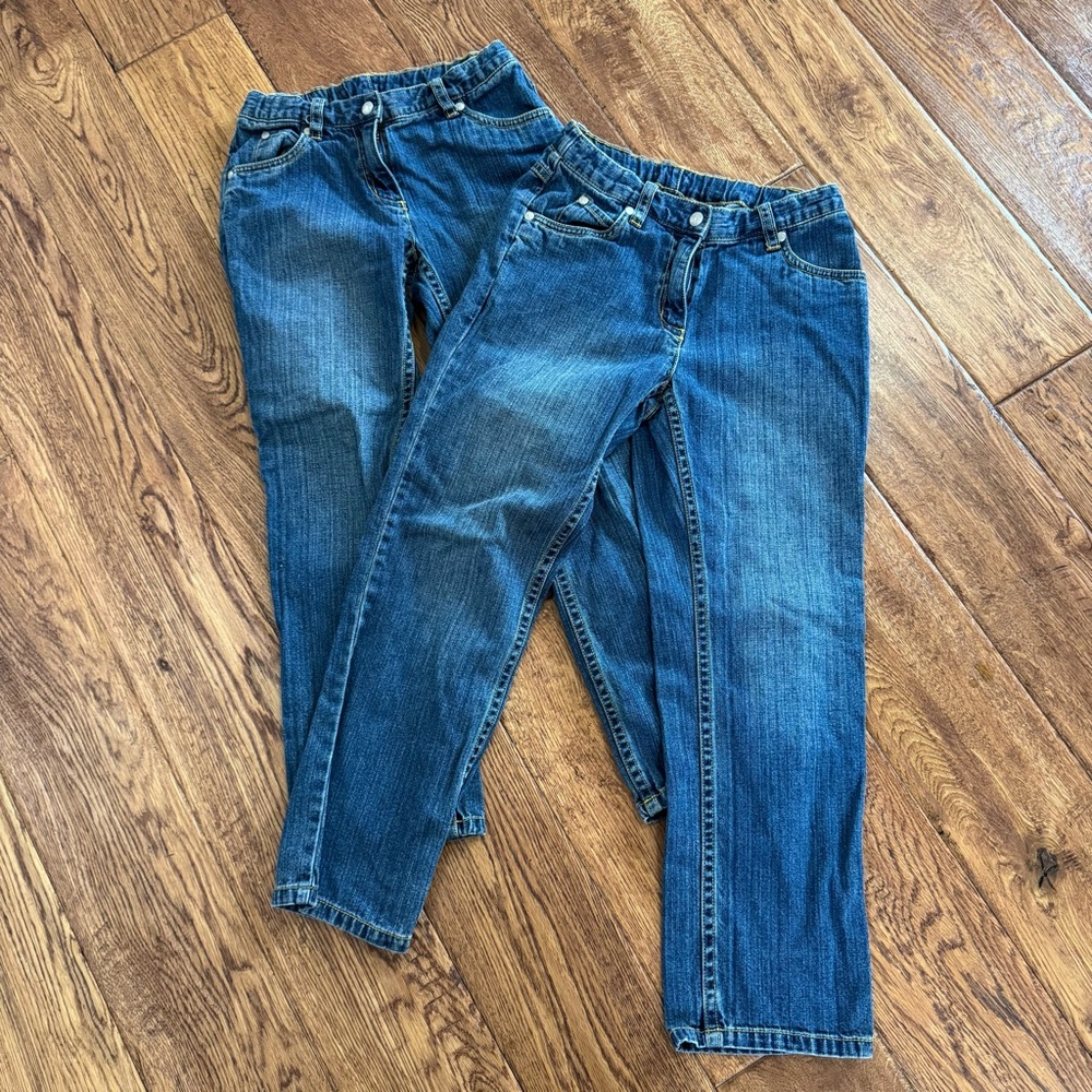 2 Pairs Hanna Andersson Straight Leg Jeans Size 130 100% Cotton